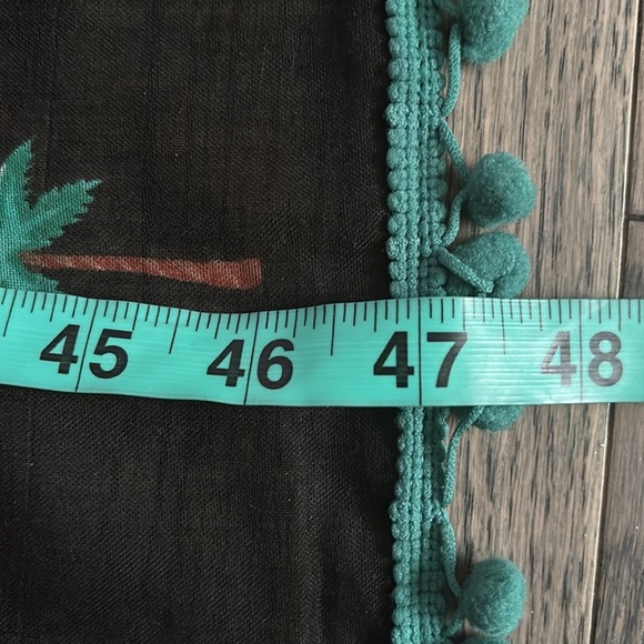 Black Scarf with Green Palm Tree Pattern - Picture 7 of 13